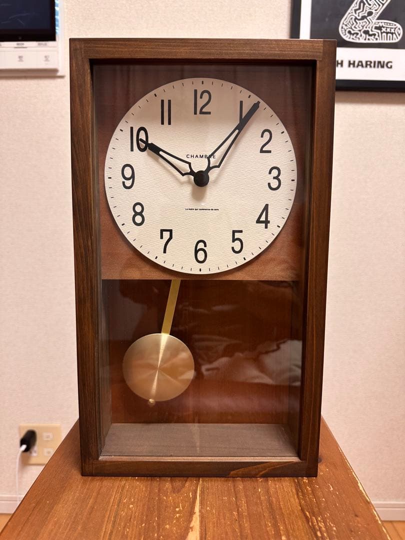 CHAMBRE北欧風ウッドフレーム振り子時計