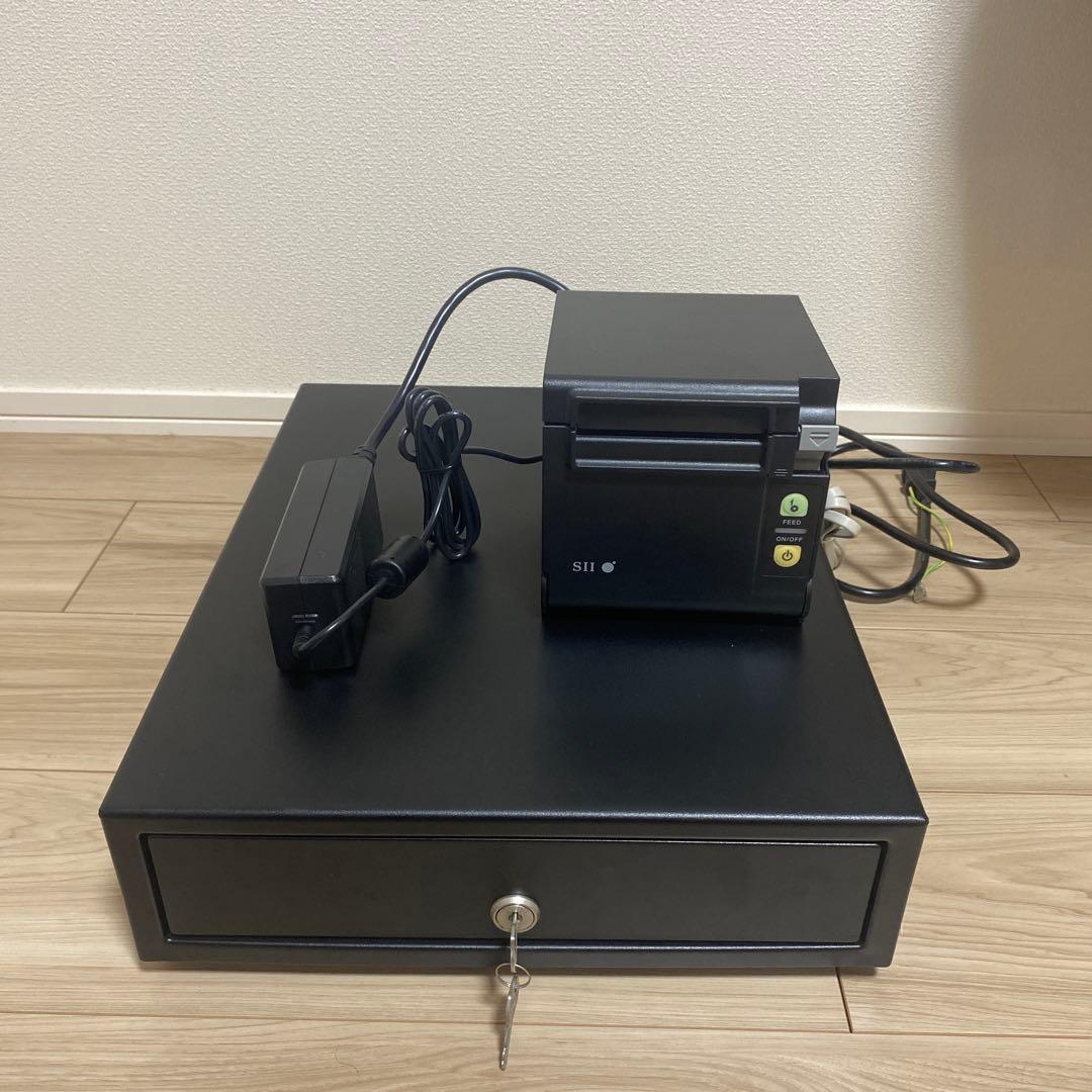 SII レジ　ドロワー　エアレジ対応　RP-D10 黒 電源アダプター付き