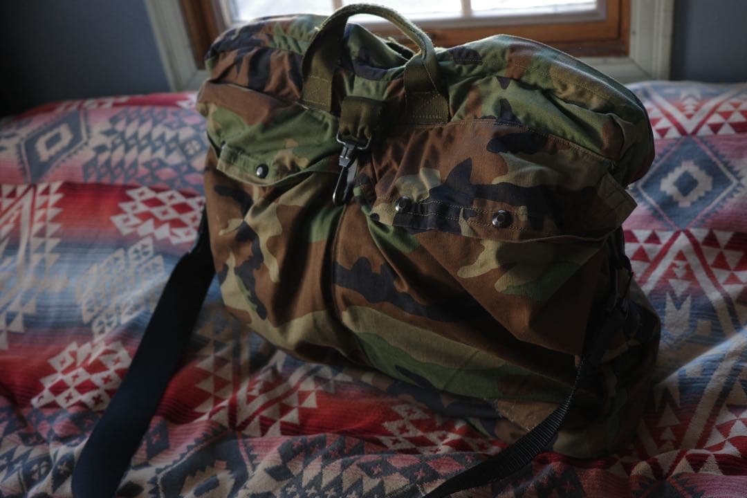 実物 USED 米軍 HGU-56/P ヘルメットバッグ ウッドランドカモ