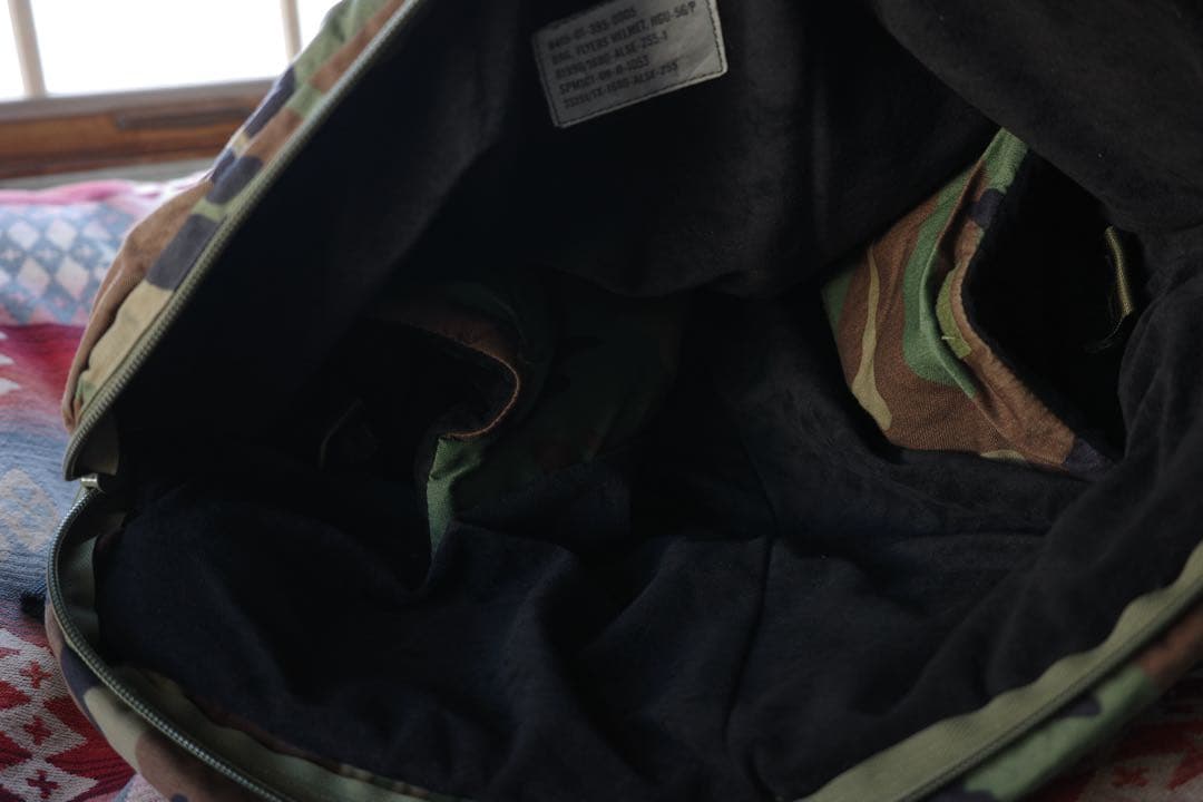 実物 USED 米軍 HGU-56/P ヘルメットバッグ ウッドランドカモ
