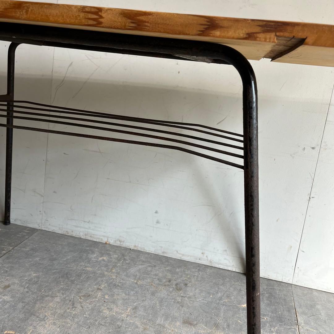 アンティーク アイアン テーブル 古材 一枚板 鉄脚 z542