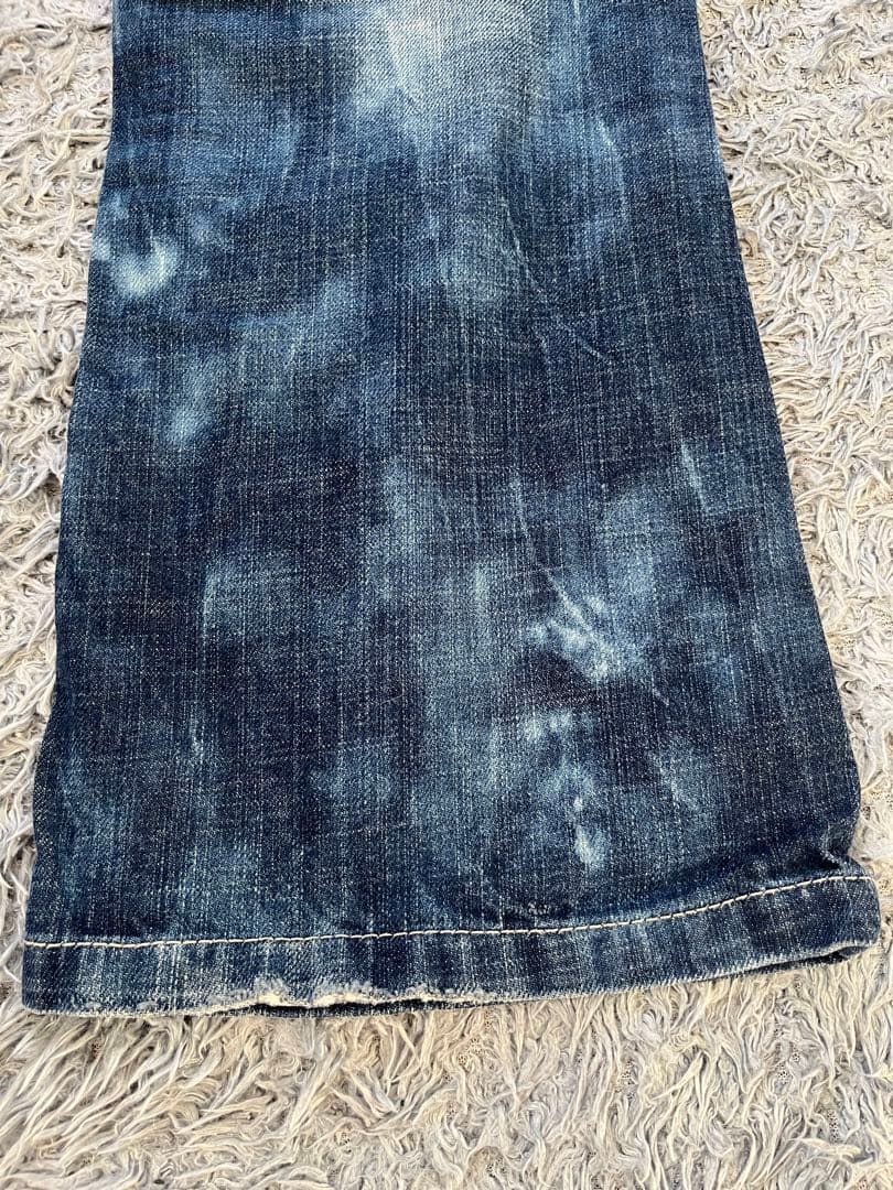 激レア　Y2K red pepper バタフライ刺繍　部分レース　フレアデニム