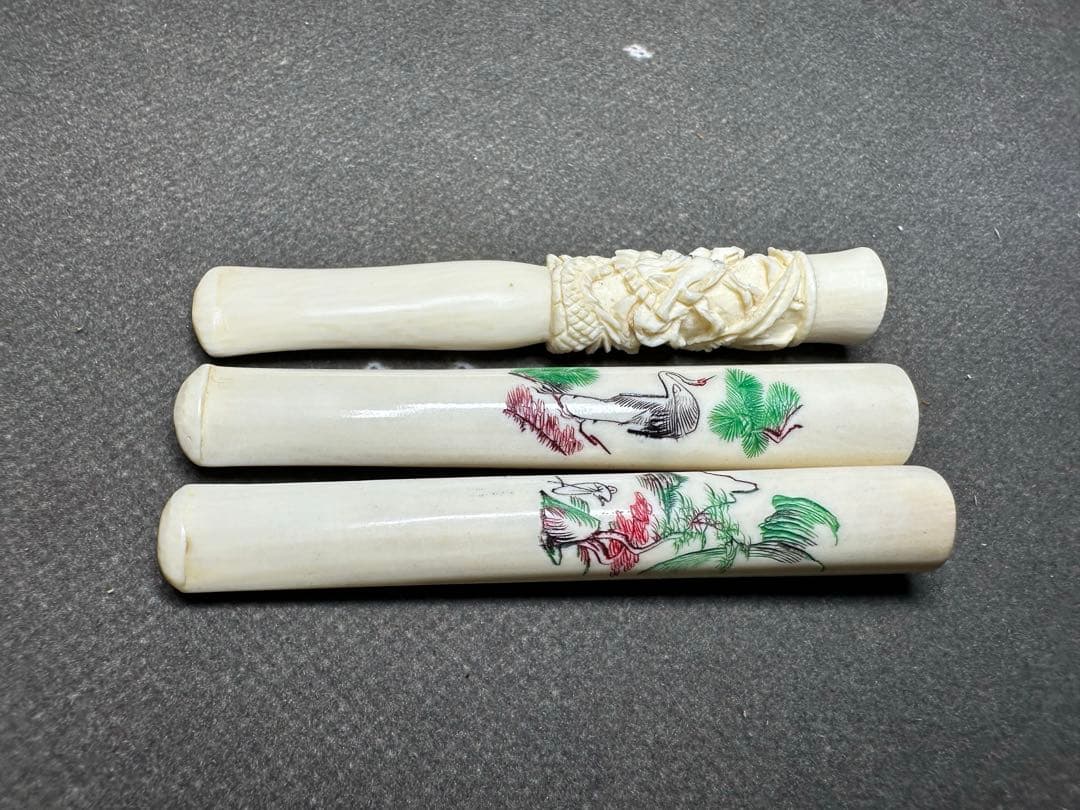中国美術　極上　天然素材　喫煙具　煙管 パイプ　彫刻 骨董　アンティーク