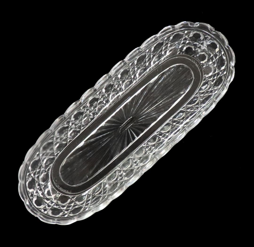 オールド・バカラ 切子長皿 大型 25.3cm ディアマン・ピエーリー 刻印有