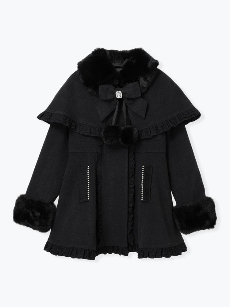 [NOEMIE]新品ゴシックフリルレースアップケープコート