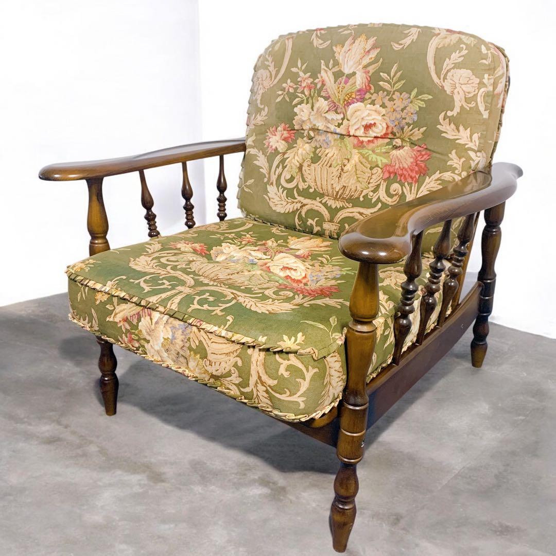 【稀少】karimoku カリモク アームチェア コロニアル フリージアグリーン