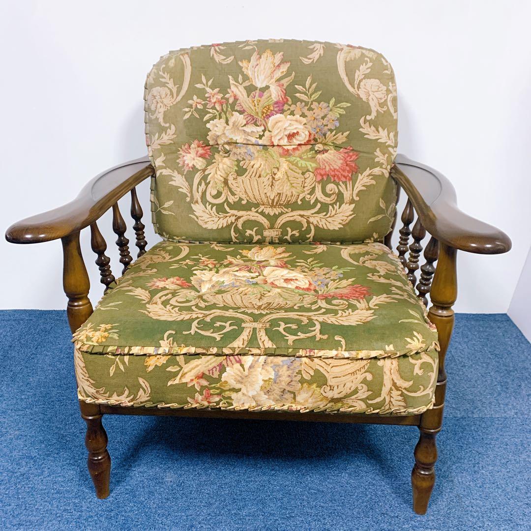 【稀少】karimoku カリモク アームチェア コロニアル フリージアグリーン