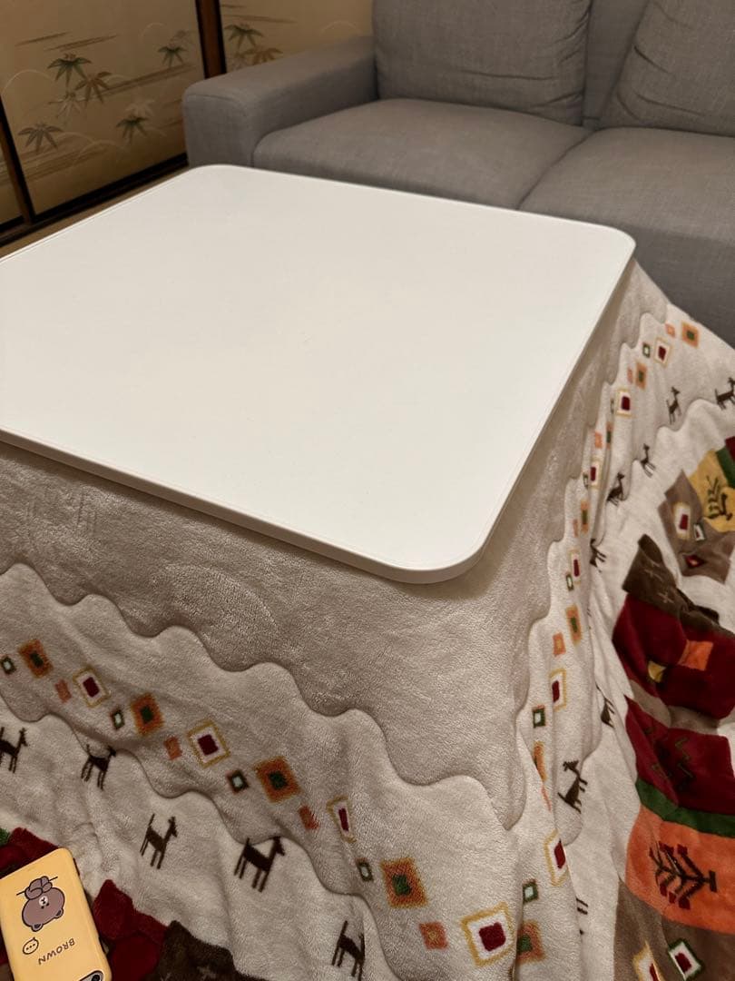 ニトリ　こたつ　フルセット　スクエアこたつ ホワイト・ナチュラルウッド　掛ふとん