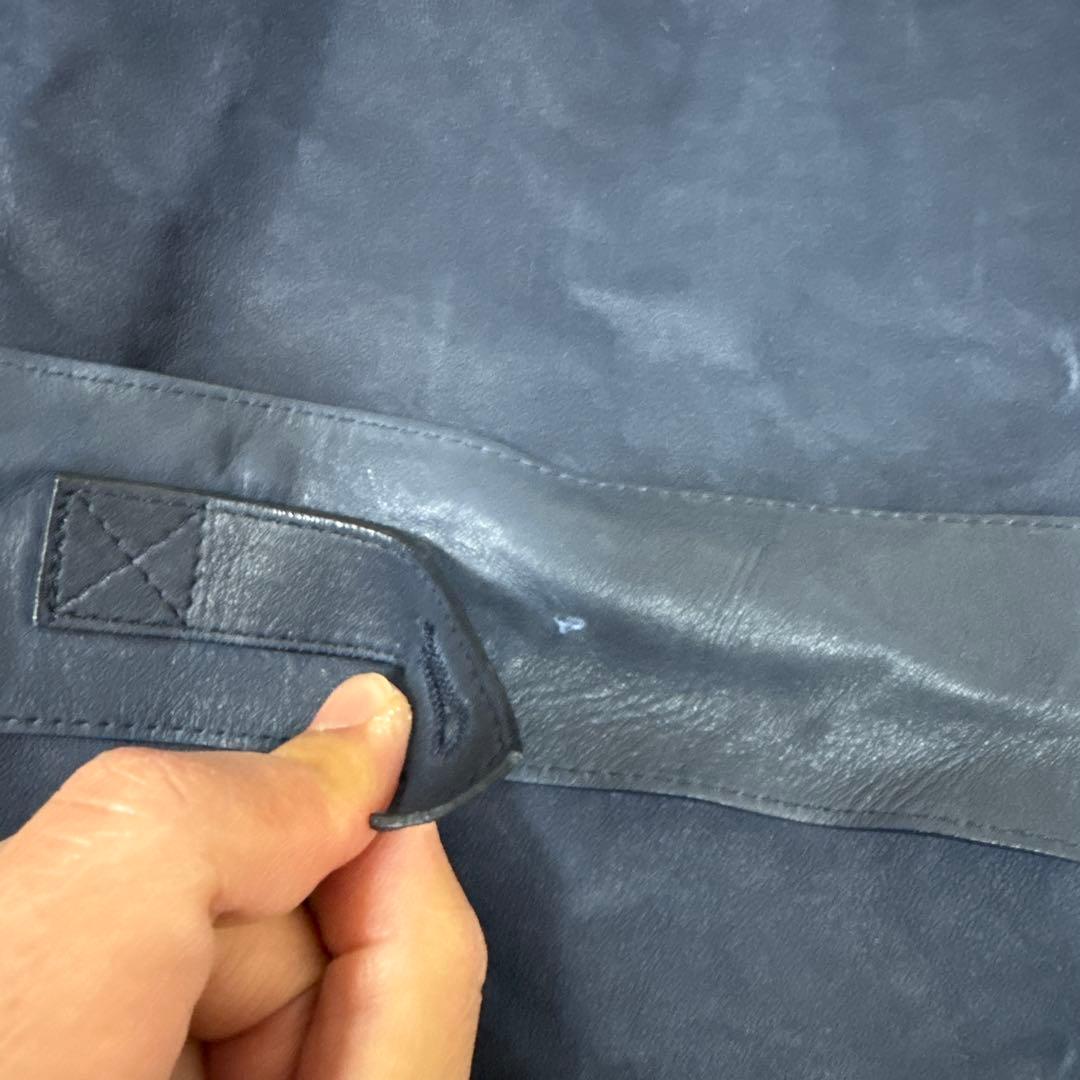 ラルフローレン　ブラックレーベル　ラムレザー　トレンチコート　ネイビーブルー　M