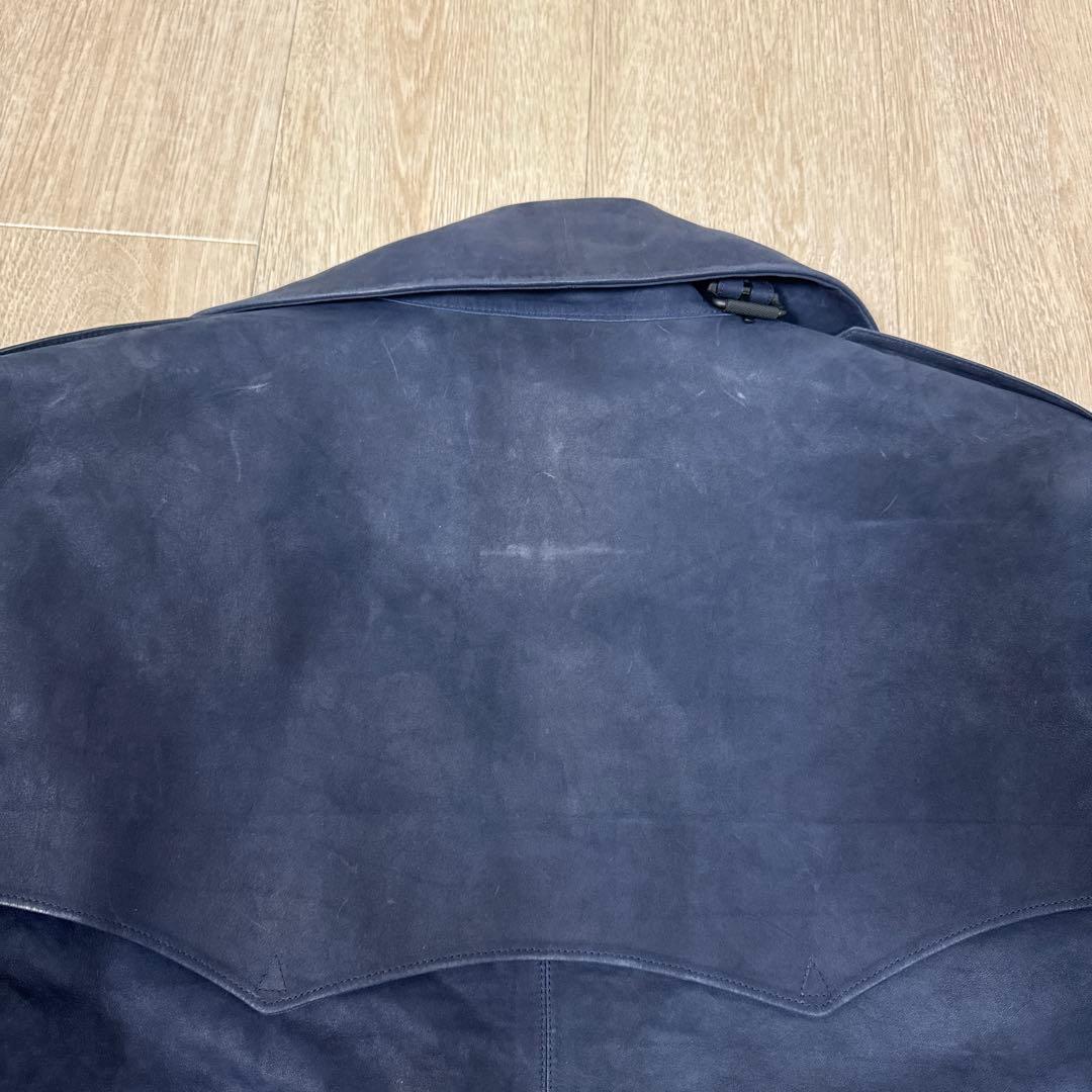 ラルフローレン　ブラックレーベル　ラムレザー　トレンチコート　ネイビーブルー　M