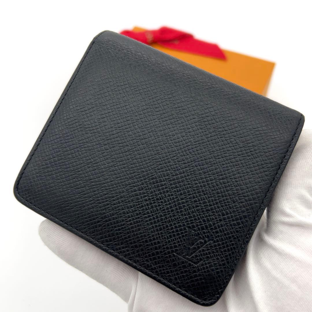 【極美品】ルイヴィトン タイガ 二つ折り財布 黒 ブラック メンズ