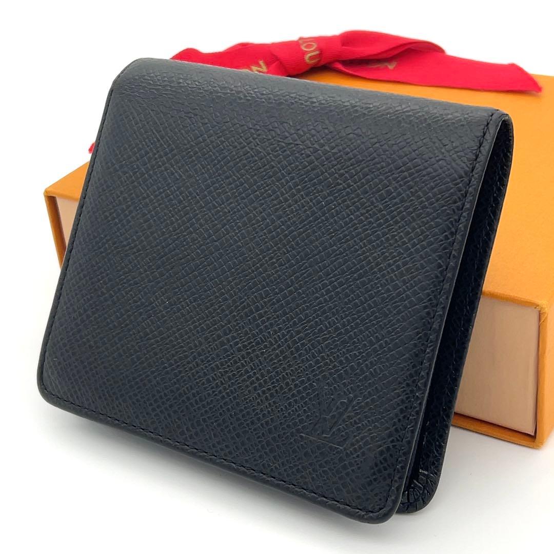 【極美品】ルイヴィトン タイガ 二つ折り財布 黒 ブラック メンズ