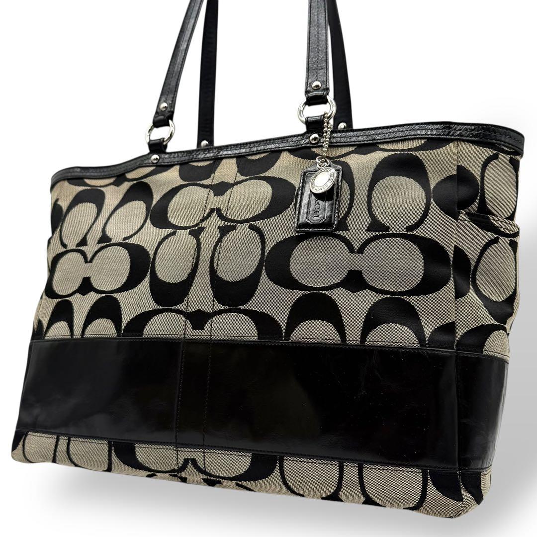 COACH コーチ トートバッグ キャンバス マザーズバッグ A4収納可能 黒