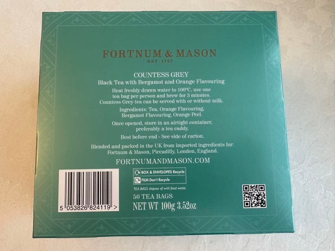 F＆M カウンテスグレー 紅茶 ５０個 ティーバッグ、フォートメーソン250g