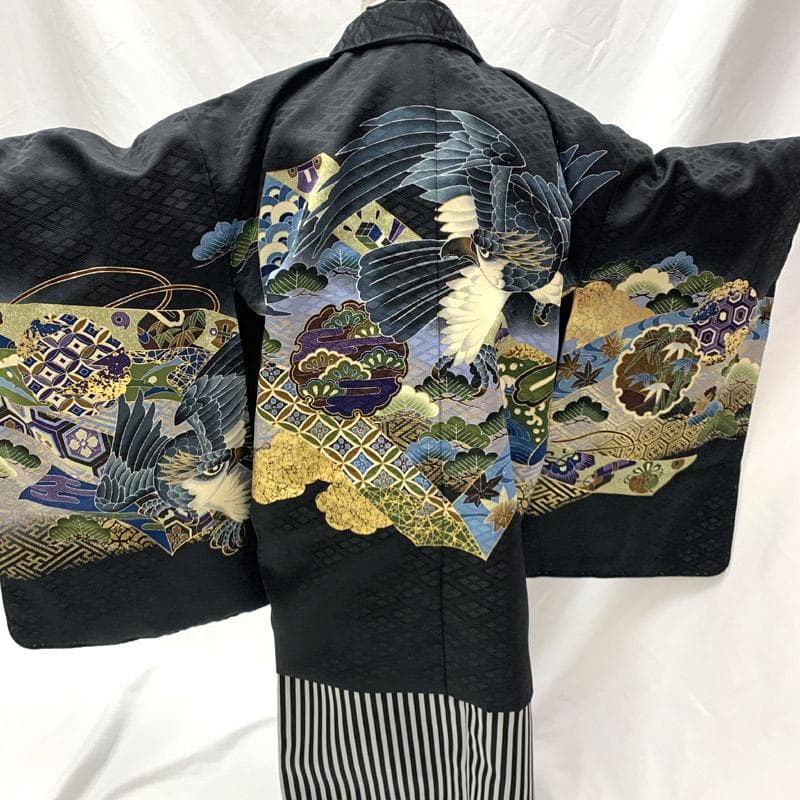 503ab7■七五三 五歳 男児 未使用品 着物&羽織&袴&角帯&長襦袢 小物