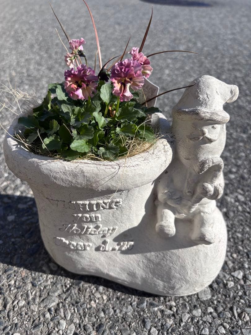 専用クリスマス寄せ植えサンタ長靴石川園芸マイガールビオラパンジー花苗