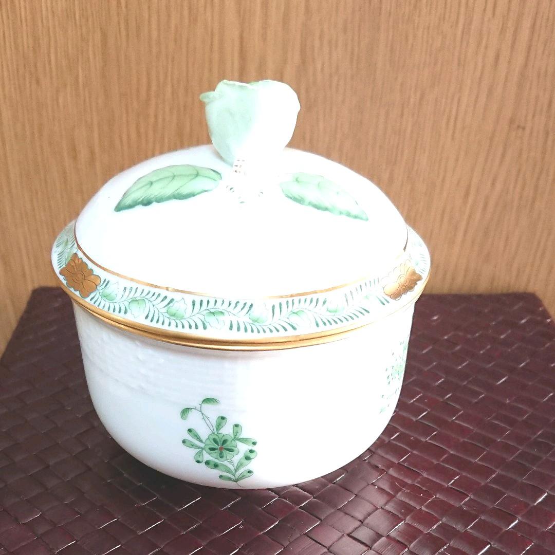 ヘレンド アポニーグリーン キャンディポット