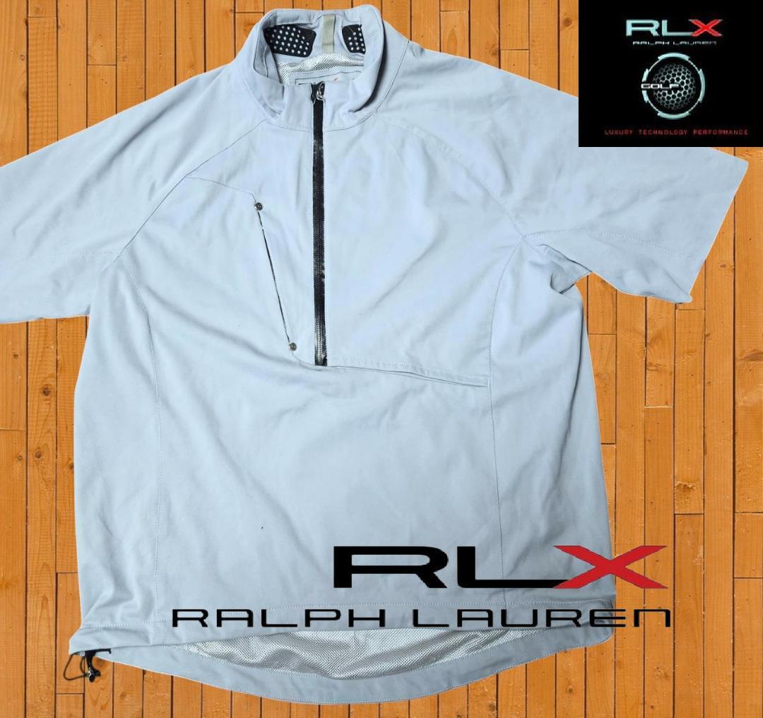 送料無料/超美品RLX RALPH LAUREN ハーフジップ半袖グレー（M)