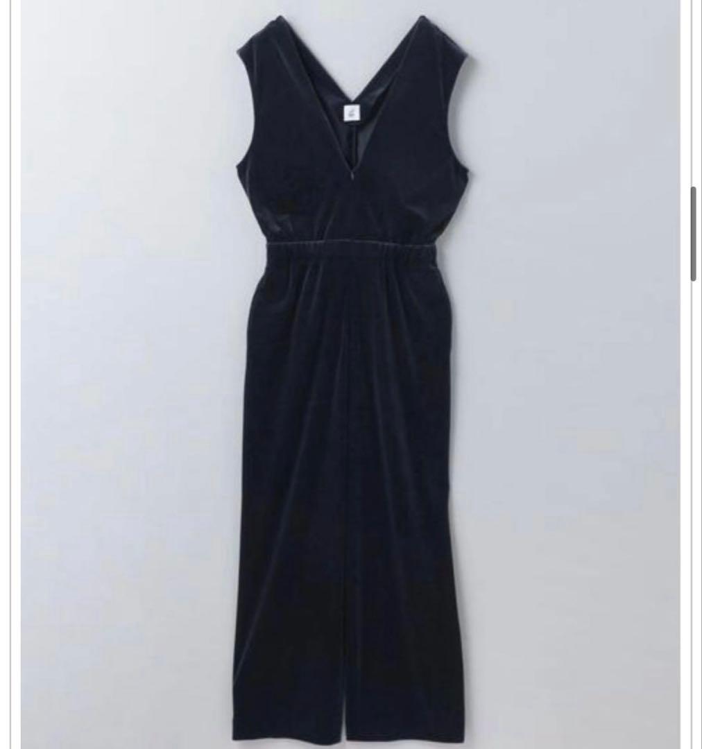 6 （ROKU）ベロア　Vネック　オールインワン