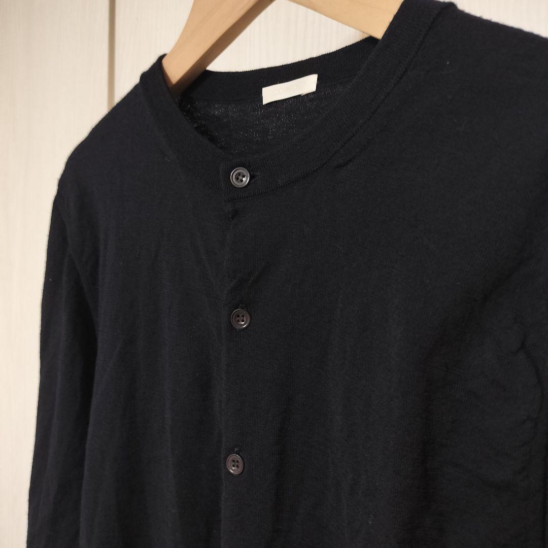 COMOLI 18G ウール クルーネック カーディガン ネイビー 1