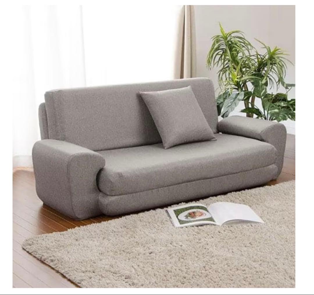 グレー ソファベッド 2人掛け リクライニング