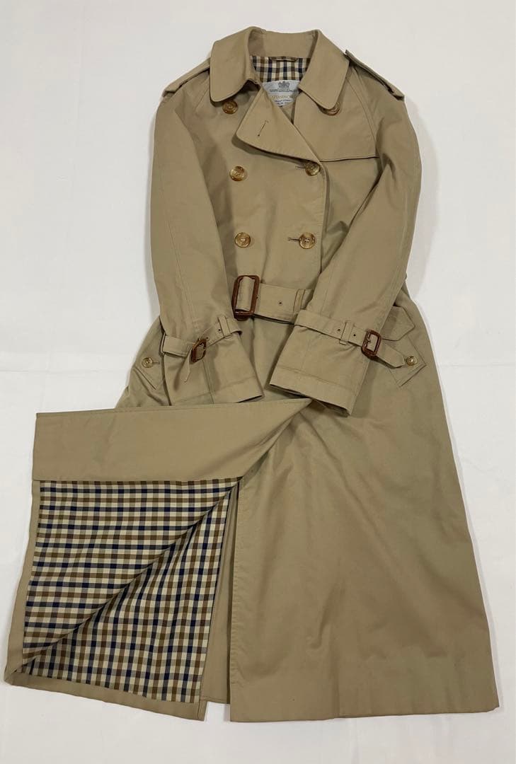 希少 70s 80s 当時物 英製 Aquascutum トレンチコート ダブル