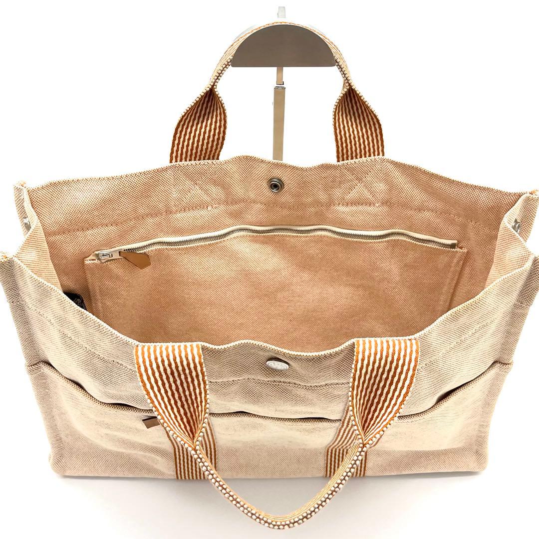 HERMESエルメス ニューフールトゥMMトートバッグ オレンジ系A4収納 通勤