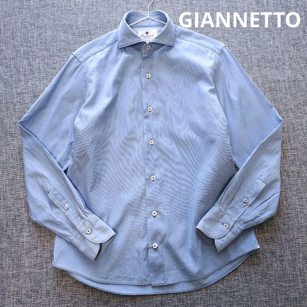 ジャンネット　ワイドカラー　シャンブレーシャツ　デニムシャツ