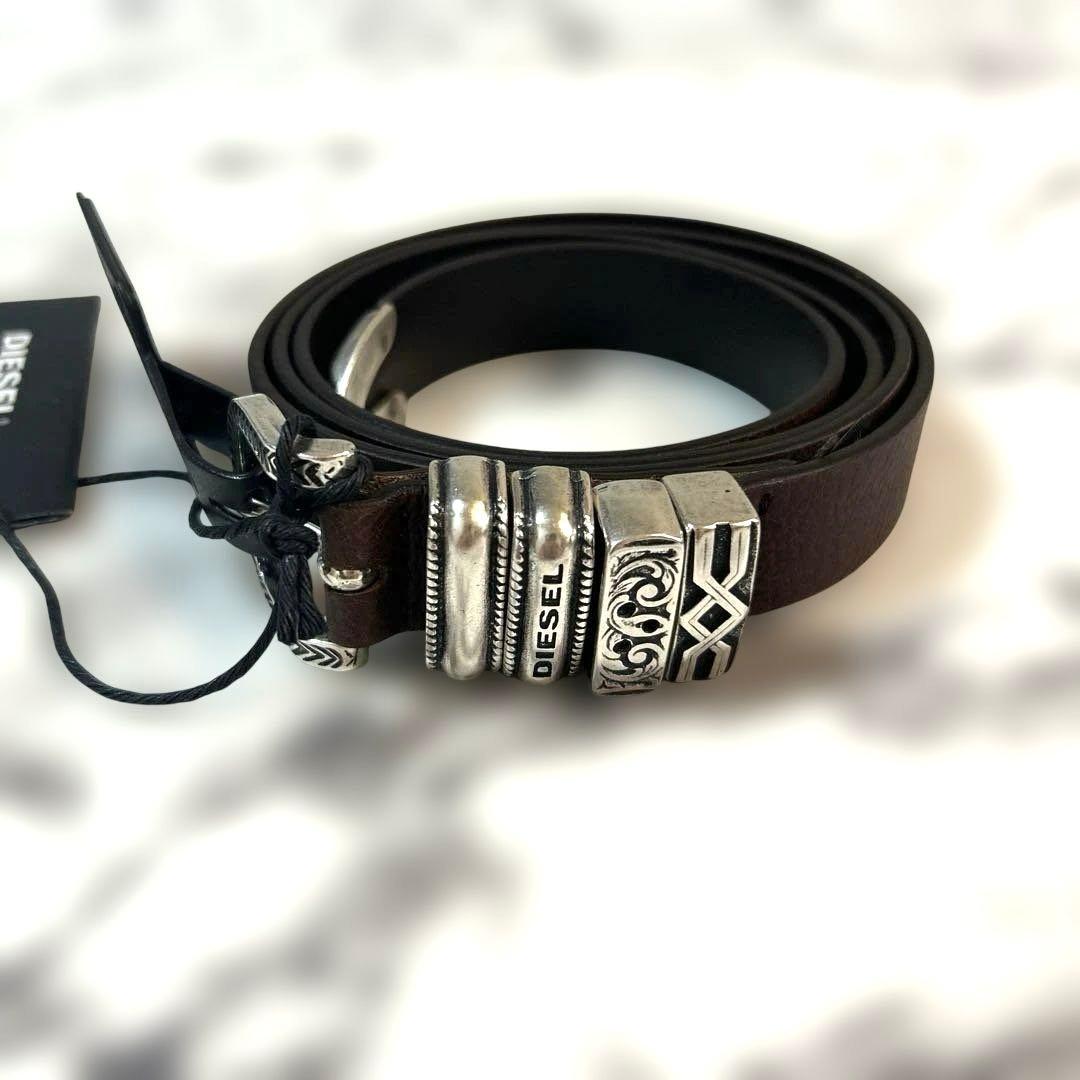 新品☆DIESEL ブラウンレザー ベルト　90センチ
