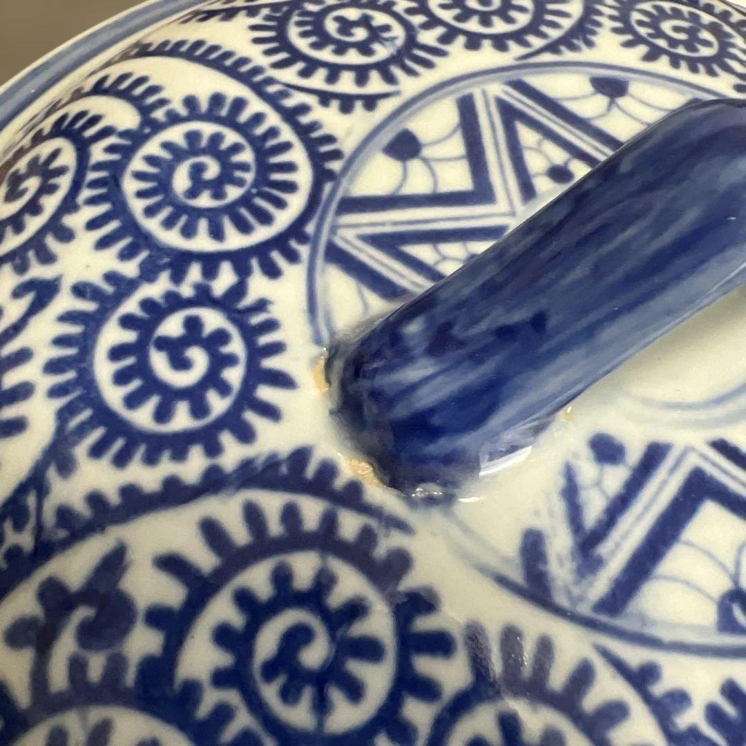 古伊万里 三段重　染付 蛸唐草 麒麟図　江戸中期から後期