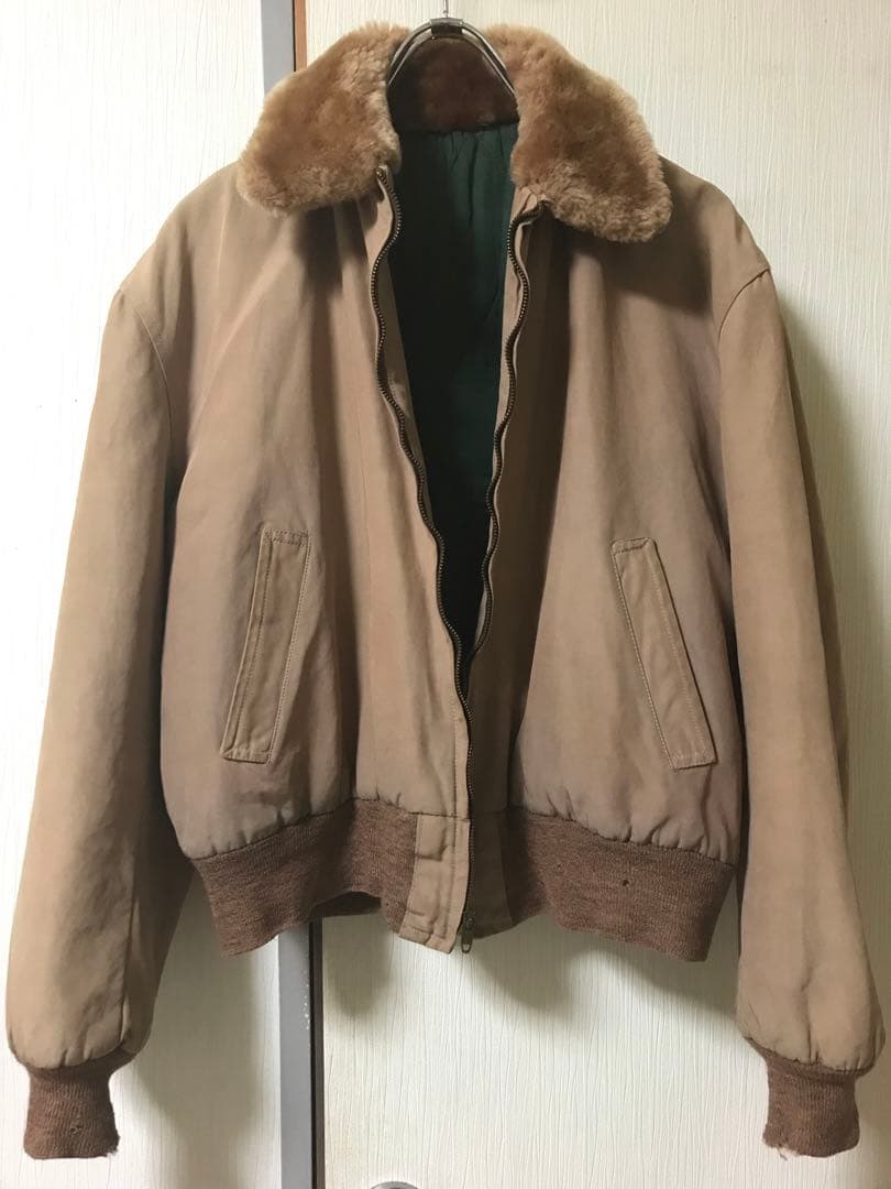 50s ボンバージャケット ナイロン ボアブルゾン ワーク ギャバジン 短丈