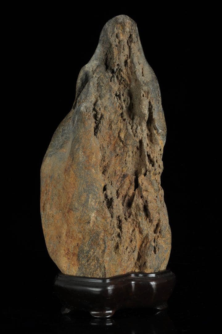 水石 自然石 立石 山景石 台座付 2.5kg 景石 盆景 盆石 飾石 観賞石