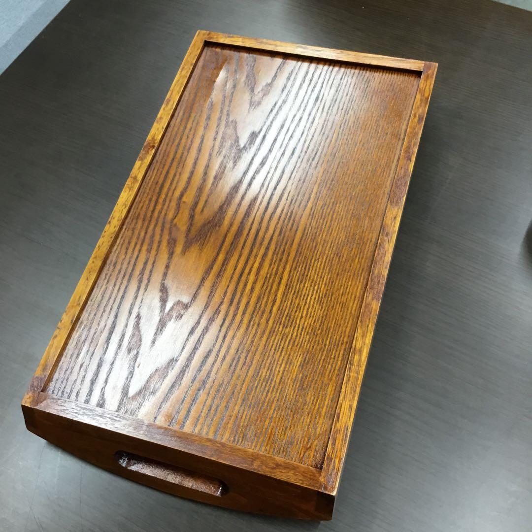 山崎又一商店　ノミ彫長手盆付汁椀　天然木　鉄木白づくり　お盆　お椀　漆器