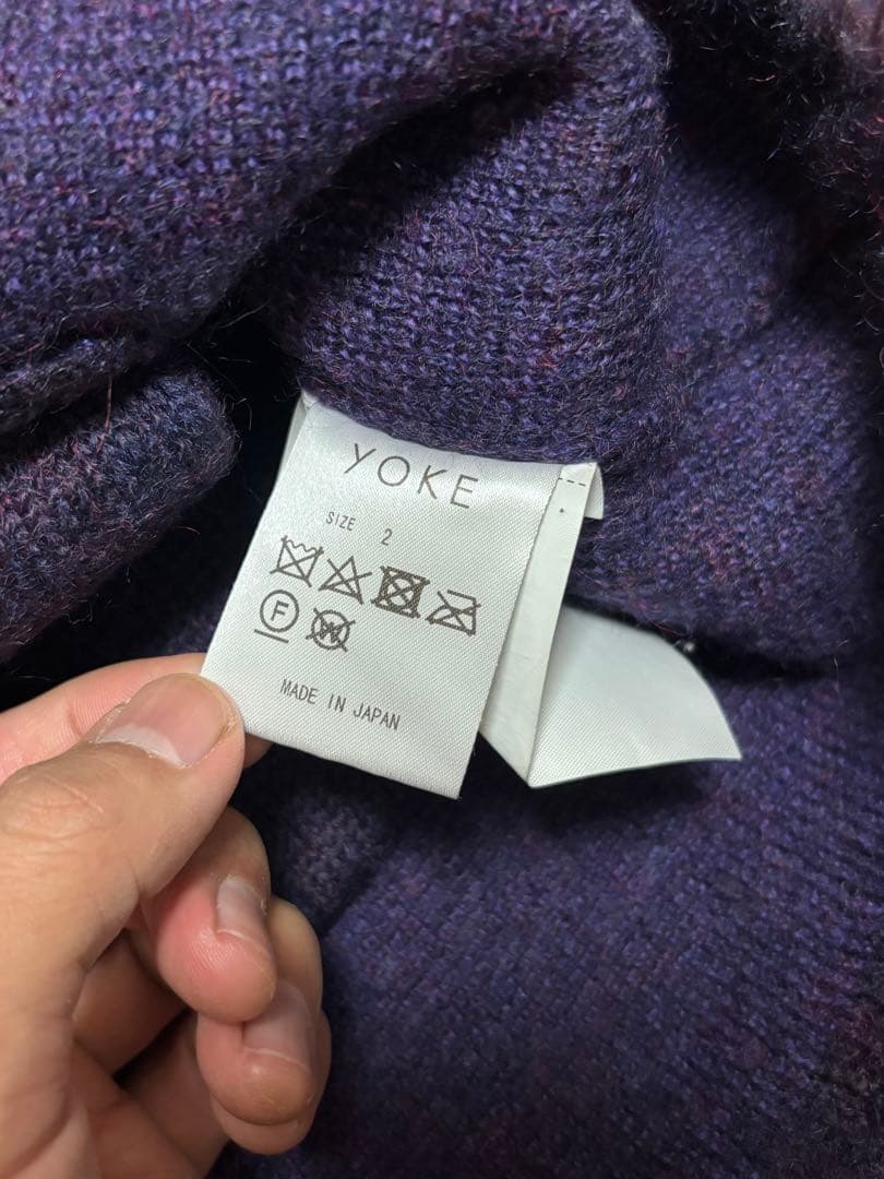 yoke 21aw モヘアカーディガン 紫
