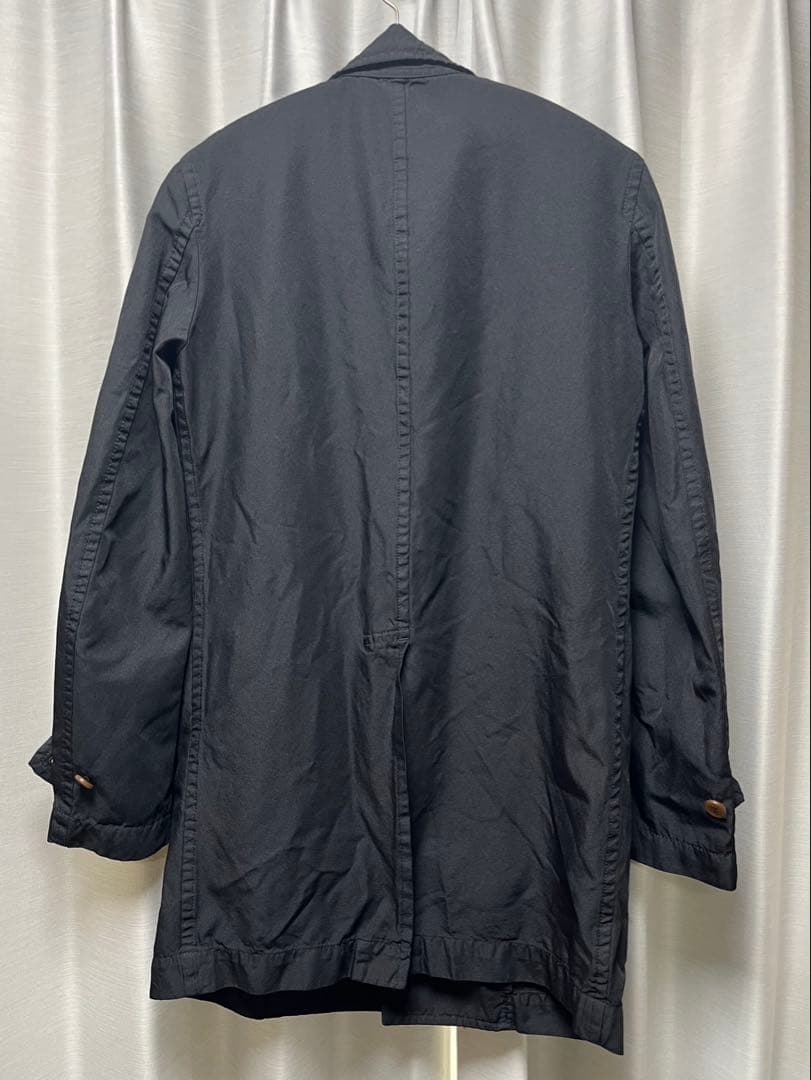 コムデギャルソンオムドュ ポリ縮 コート ブラック Sサイズ