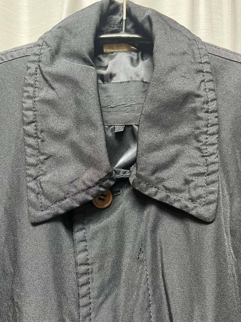 コムデギャルソンオムドュ ポリ縮 コート ブラック Sサイズ