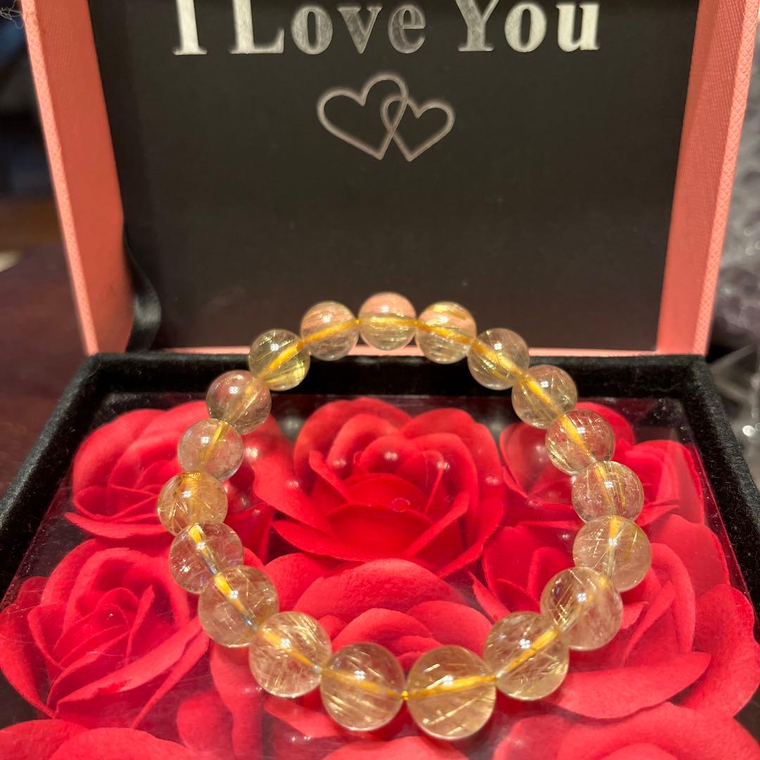 天然石ブレスレット　ゴールドルチルクォーツ