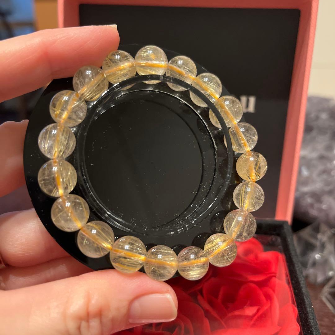 天然石ブレスレット　ゴールドルチルクォーツ