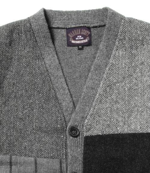 WARREN SCOTT×BEAMS　 ビームス　パッチワーク カーディガン　L