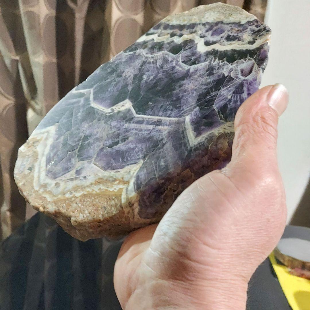 レアタイプ！ 超大きい豪華な紫水晶 アメジスト原石スライス 両面磨き539