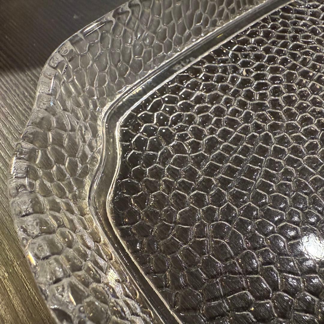 美オールドバカラ Baccaratクリスタルプレート☆ハニーカム(蜂の巣)モデル