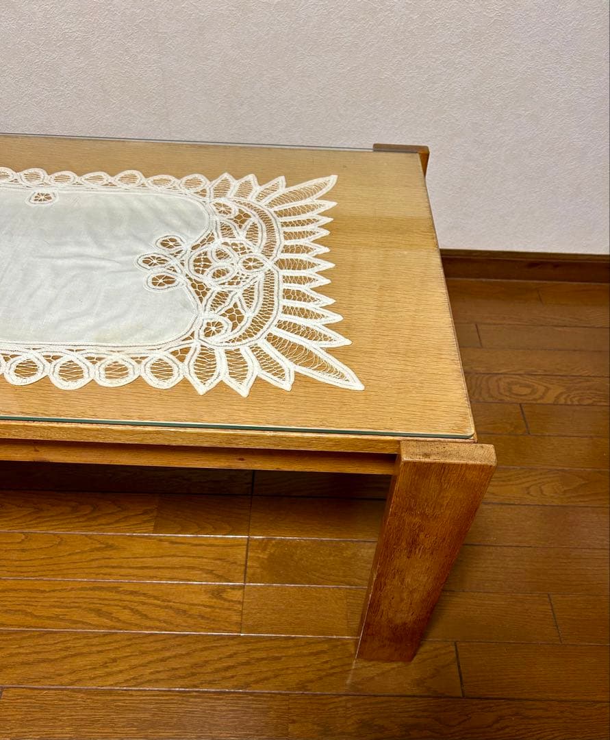 センターテーブル 幅102cm 木製×ガラス 天板ガラス 家具 ローテーブル