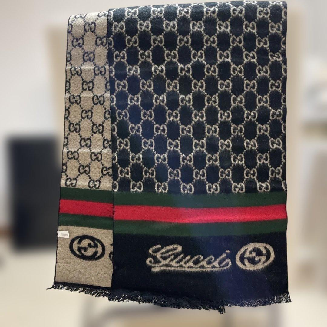 Gucci GGパターン マフラー ベージュ/ブラック