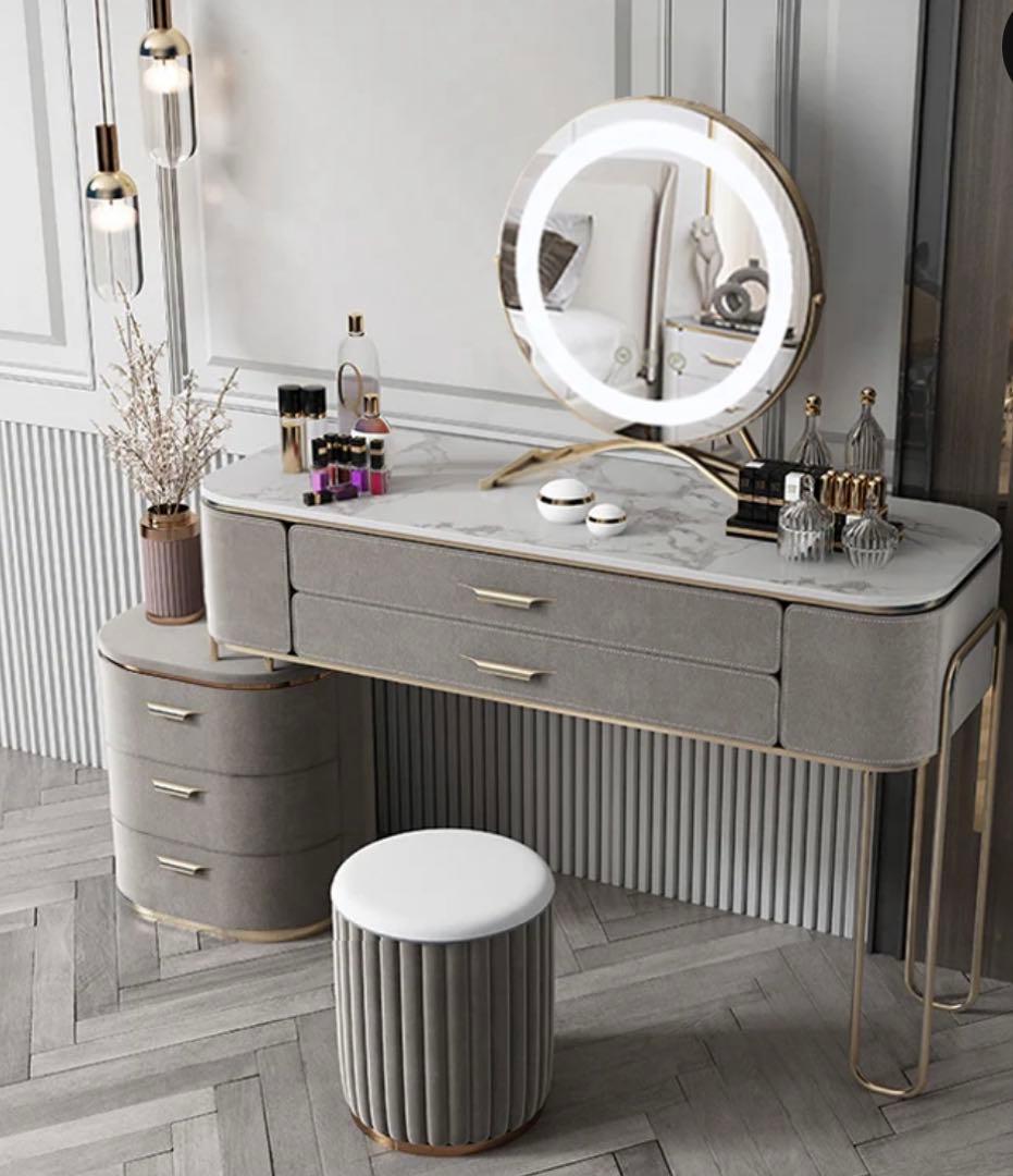 【ドレッサー】浅茶ベルベットマーブル模様