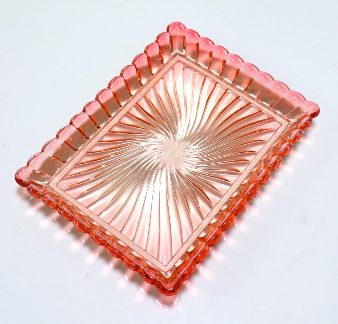 オールド・バカラ 激レア大型トレー 刻印有 バンブーローズ 美品アンティーク 赤