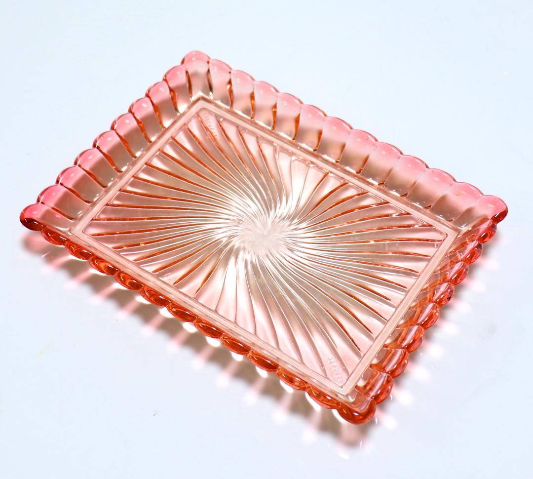 オールド・バカラ 激レア大型トレー 刻印有 バンブーローズ 美品アンティーク 赤