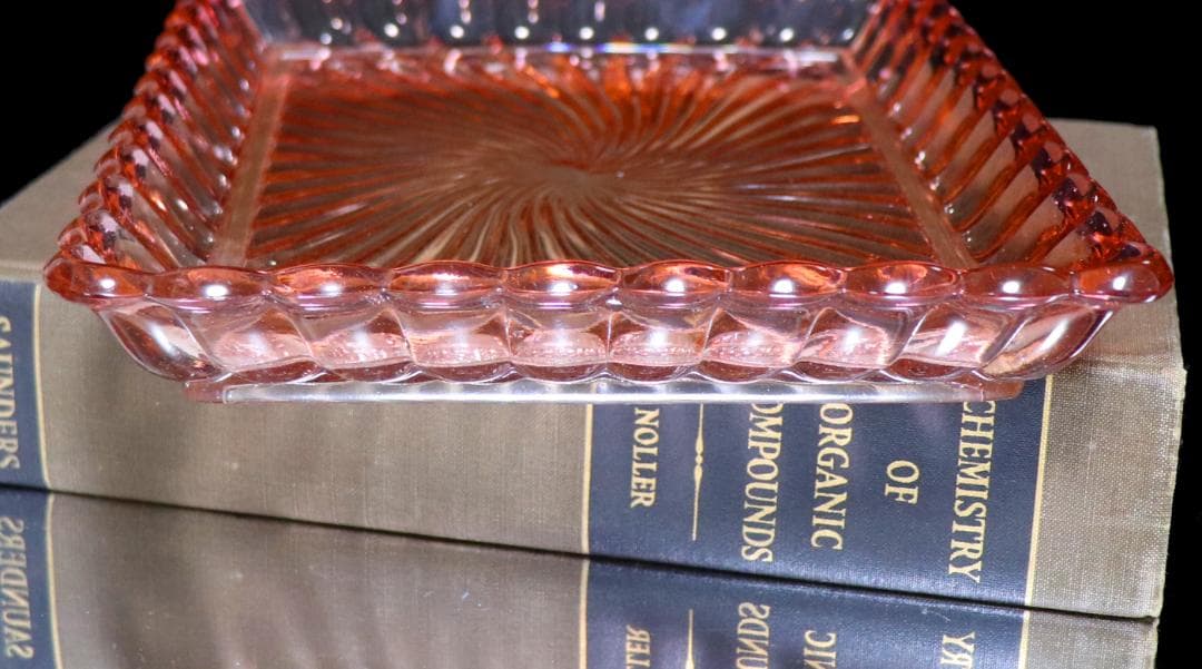 オールド・バカラ 激レア大型トレー 刻印有 バンブーローズ 美品アンティーク 赤