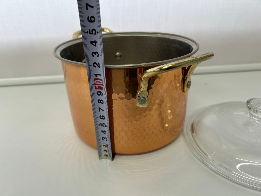 純銅製 おでん鍋/銅製両手鍋　いろり　寸胴鍋 シチューポット　 ガラス蓋付き