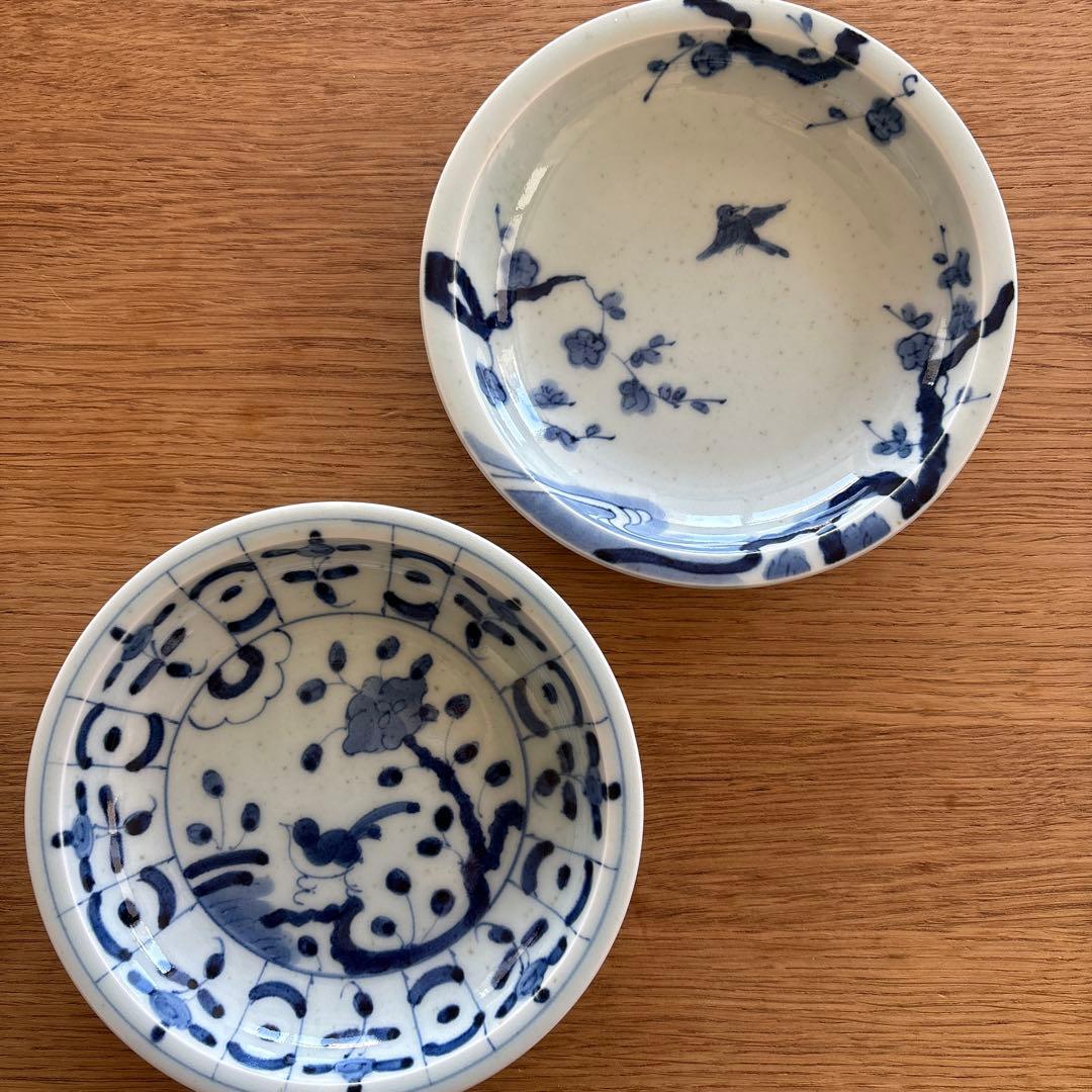 ZOA-JAPAN プライムシリーズ　染付梅鳥文　芙蓉手文　4.5寸皿　2客