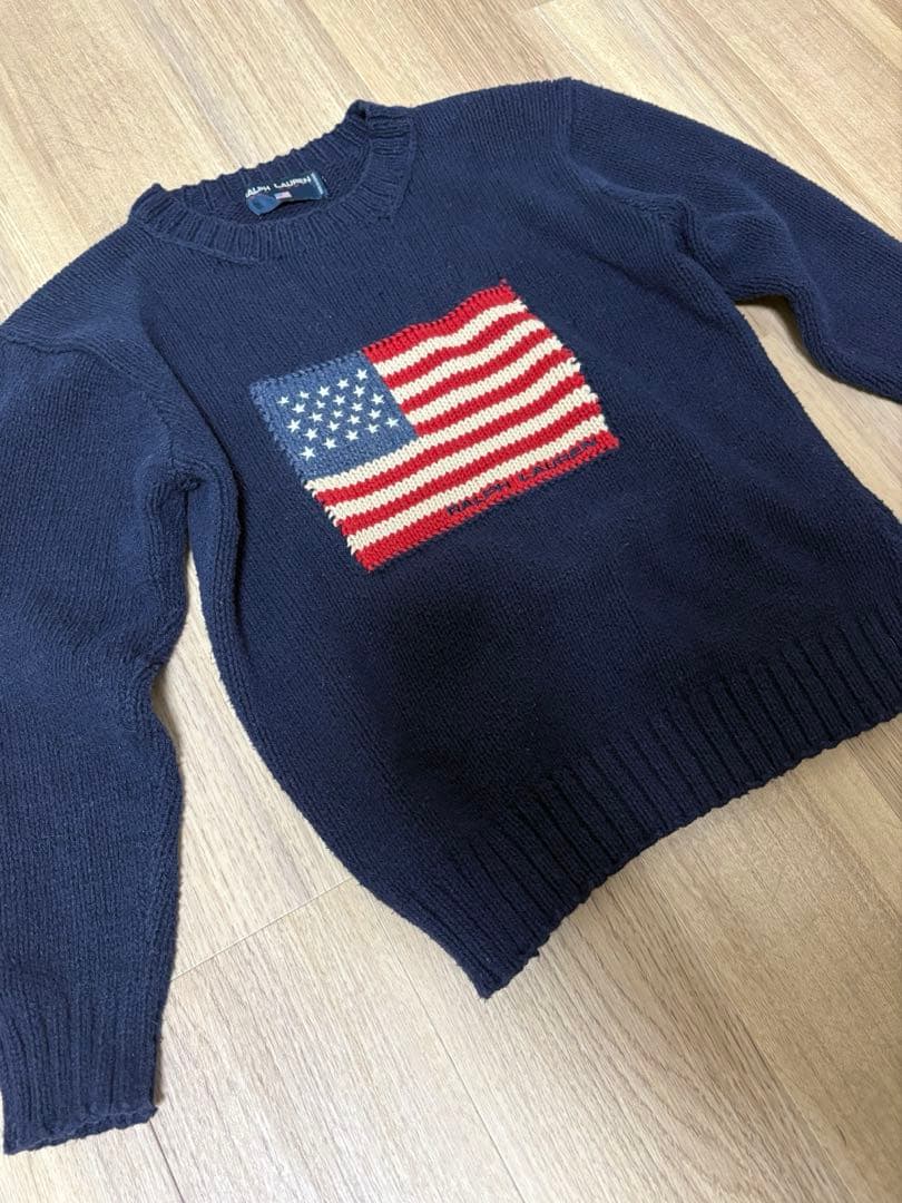 学*生様 【大人気】ラルフローレン 星条旗 ニット フラッグ コットン セーター